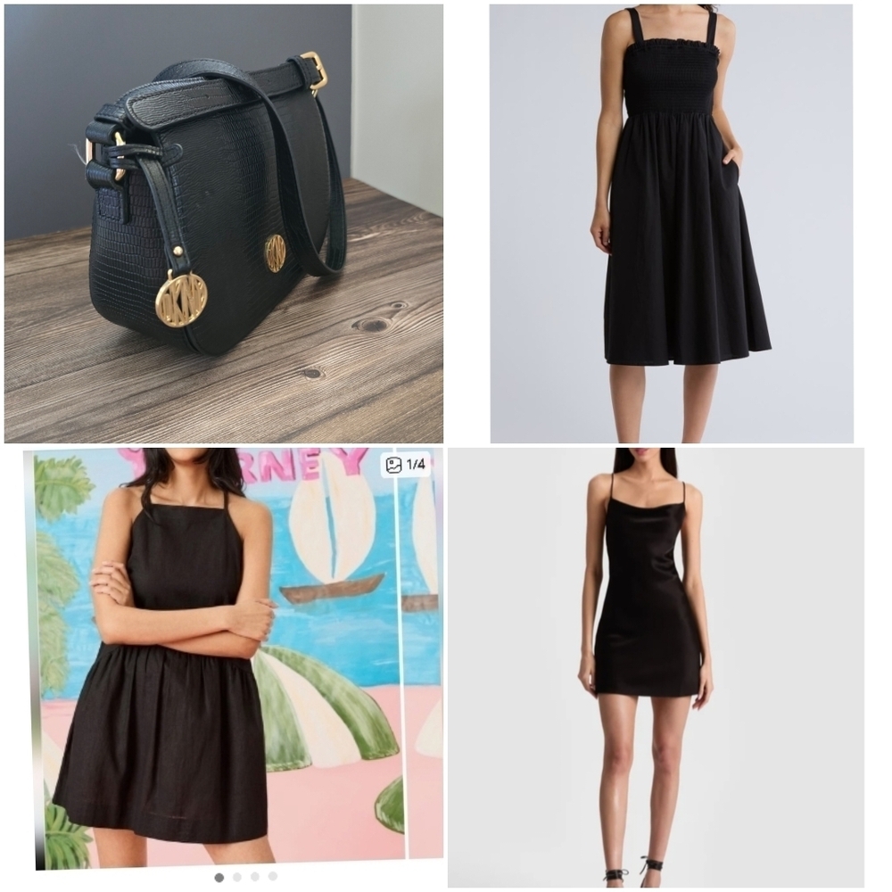 Black Crossbody Bag with Gold Accents